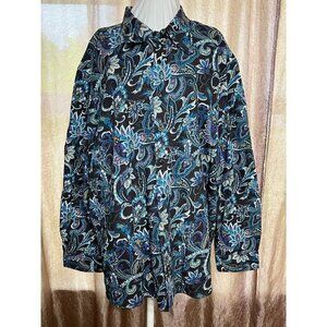 Vintage Irvine Park Men's 3XL Button-Down Shirt Blue & Purple Paisley 100% Cotto